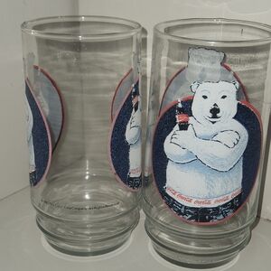 Vintage Promo 1997 Attitude Coca Cola Bears Glasses